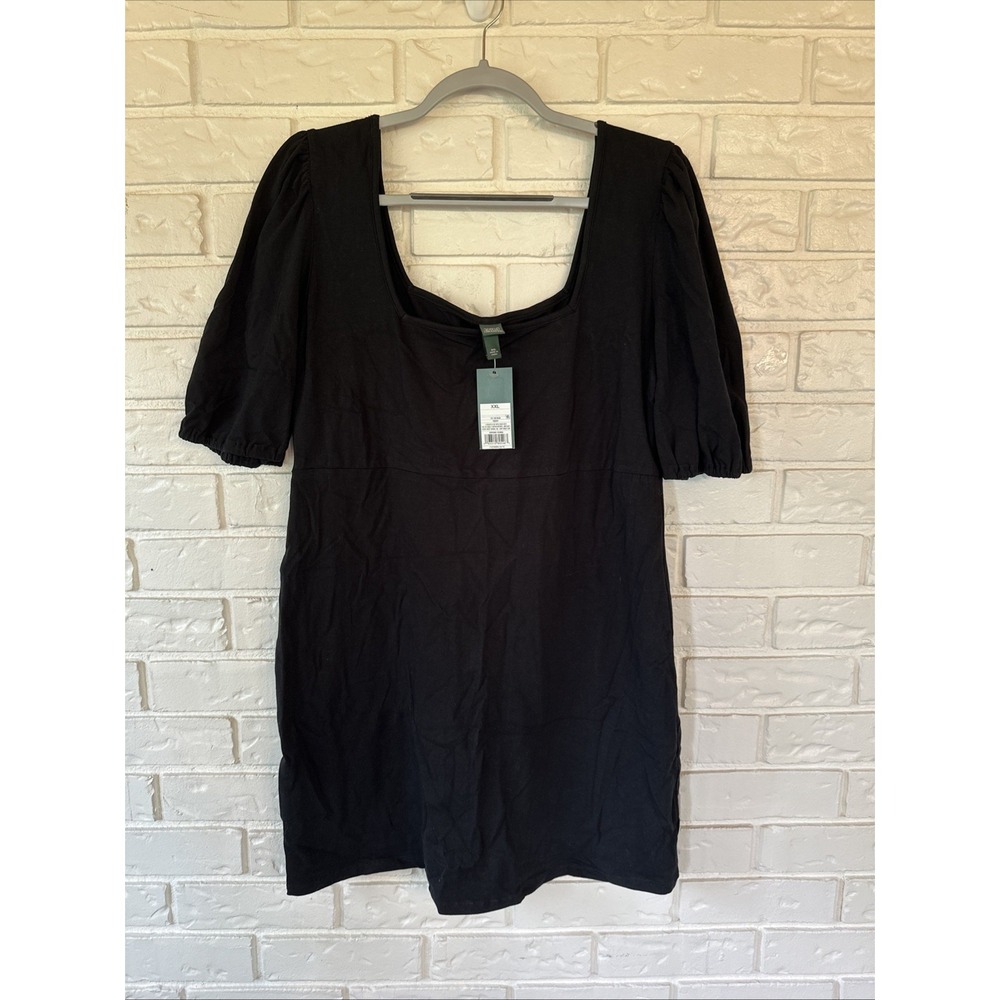NWT Wild Fable Women's XXL Black Puff Sleeve Mini Dress